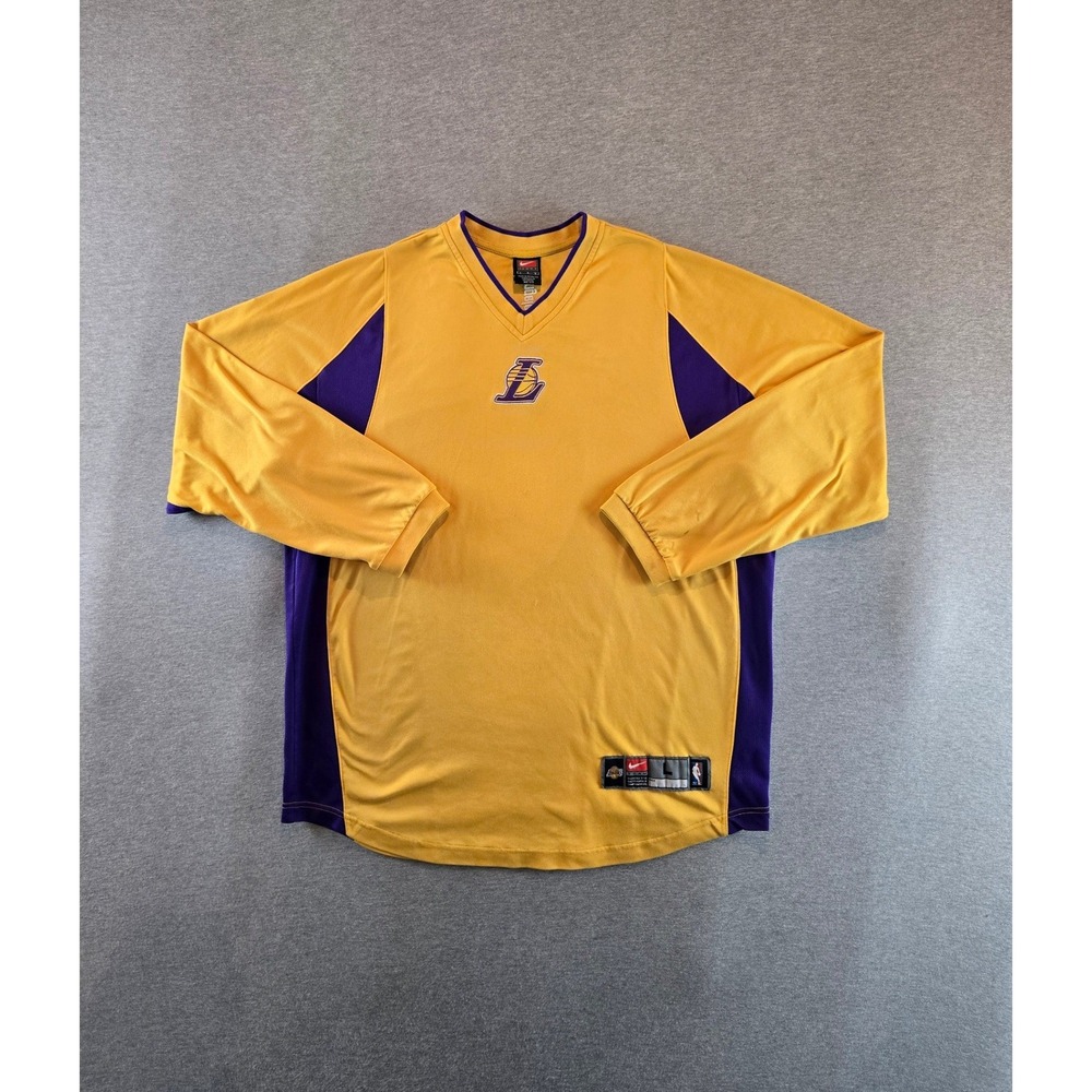 Vintage Nike Warm Up Shirt Mens Large Gold 2002-03 Los Angeles Lakers NBA Y2K